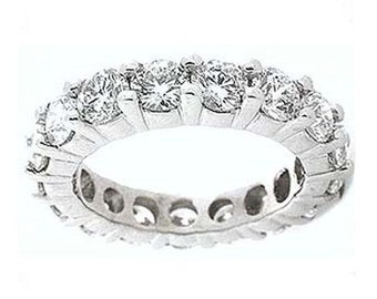 7.60 carat Round Diamond Ring 14k Gold Eternity Band F SI1 Size 7 0.50 ct each