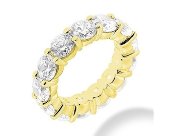 5.60 ct Round Diamond Ring 18k Yellow Gold Eternity Band G VS/SI1 0.35 ct each