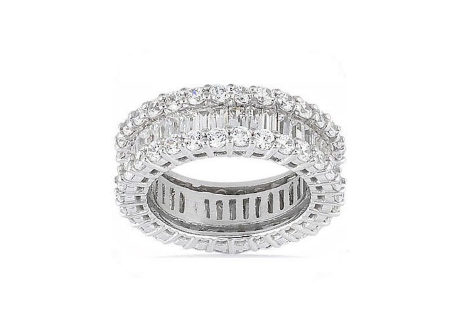Round & Baguette Diamond Ring 14k Gold Eternity Band F-G VS 5.80 Tcw - Etsy