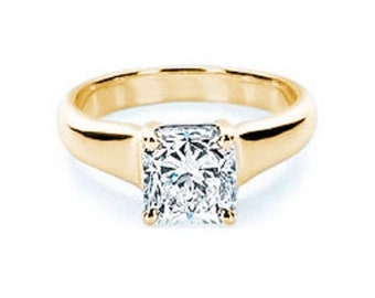 2 carat Radiant cut Diamond Engagement Solitaire 14k Yellow Gold Wedding Ring