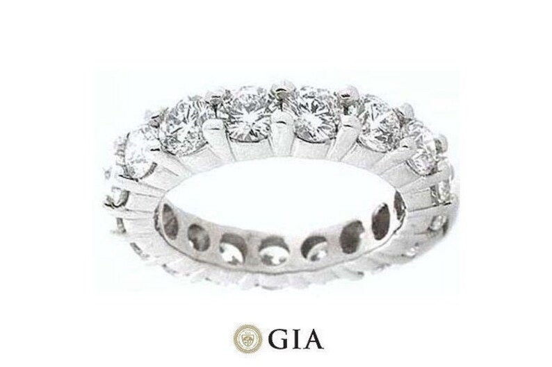 6 ct Round Diamond Ring 18k Gold Eternity Band E-F VS GIA Size 8 0.40 ct each image 1