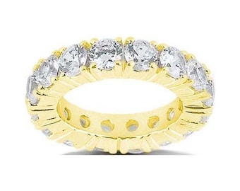 6.75 ct Round Diamond Ring 14k Yellow Gold Eternity Band Size 7 0.45 ct each