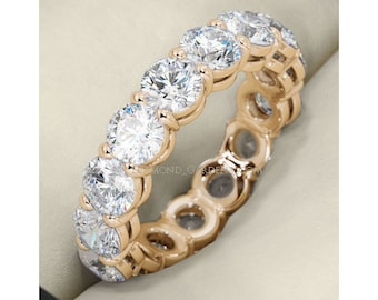 5.60 ct Round Diamond Ring 18k Yellow Gold Eternity Ring G-VS/SI1 0.35 ct each