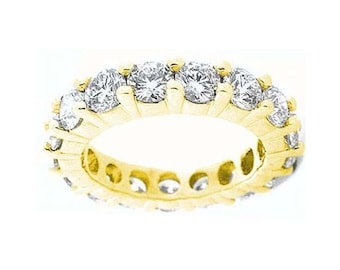 6.50 ct Round Diamond Ring 18k Yellow Gold Eternity Band G-H VS/SI1 0.46 ct each