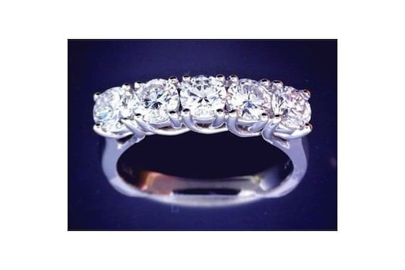 Ct Stone Round Diamond Anniversary Ring Gold Wedding Band