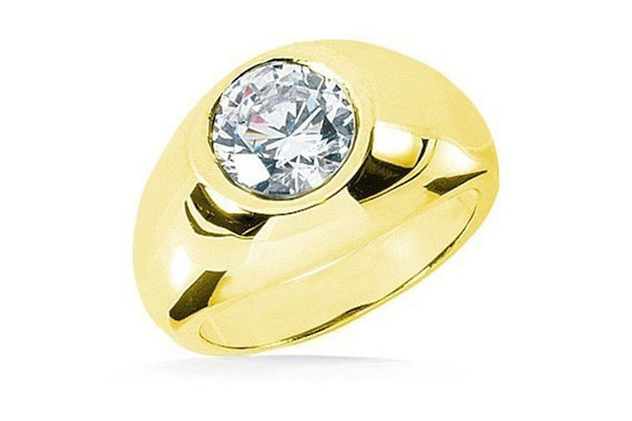 Round Solitaire Diamond Mens Ring