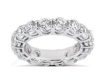 6.50 ct Round Diamond Ring 14k Gold Eternity Band G SI1 Size 6 0.46 ct each