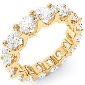 3.60 ct Round Diamond Ring 18k Yellow Gold Eternity "U" Band Sz 7 0.20 ct each