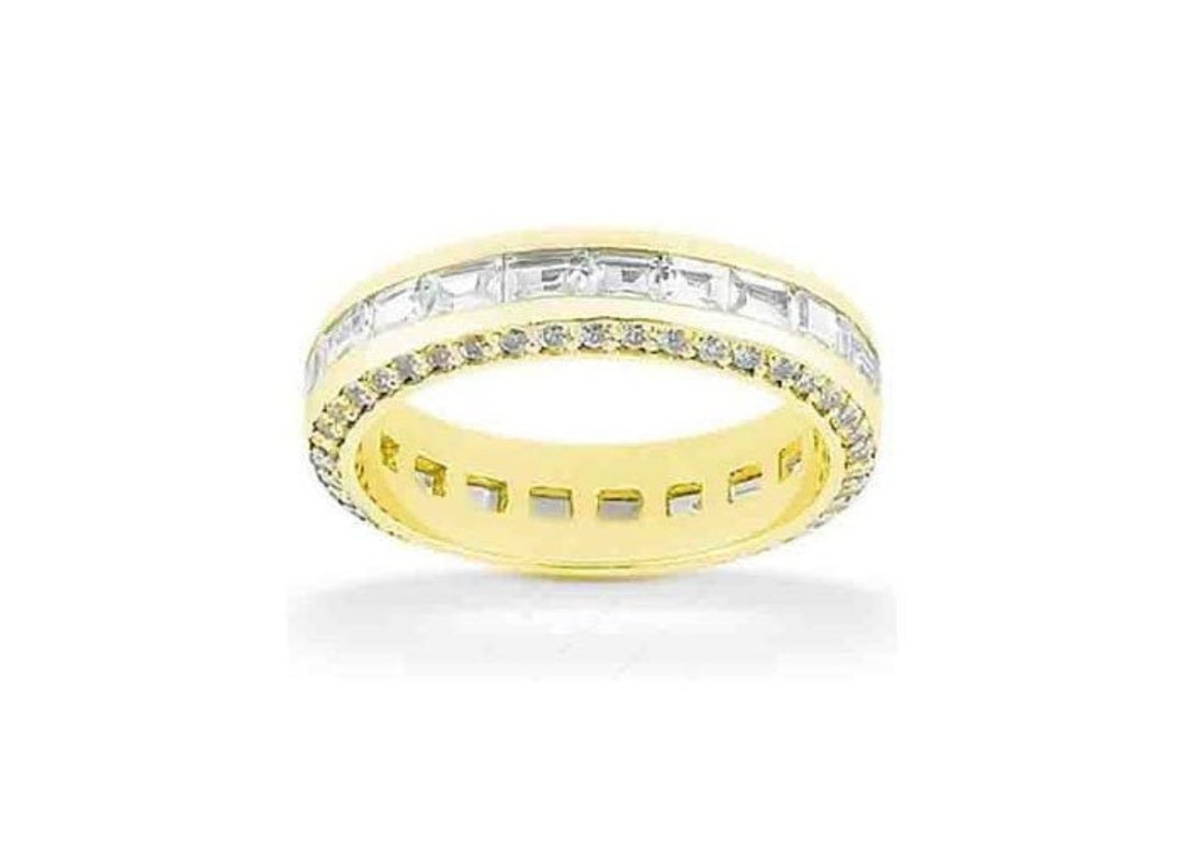 Round & Baguette Diamond Band 14k Yellow Gold Eternity Ring G VS 2.60 ...