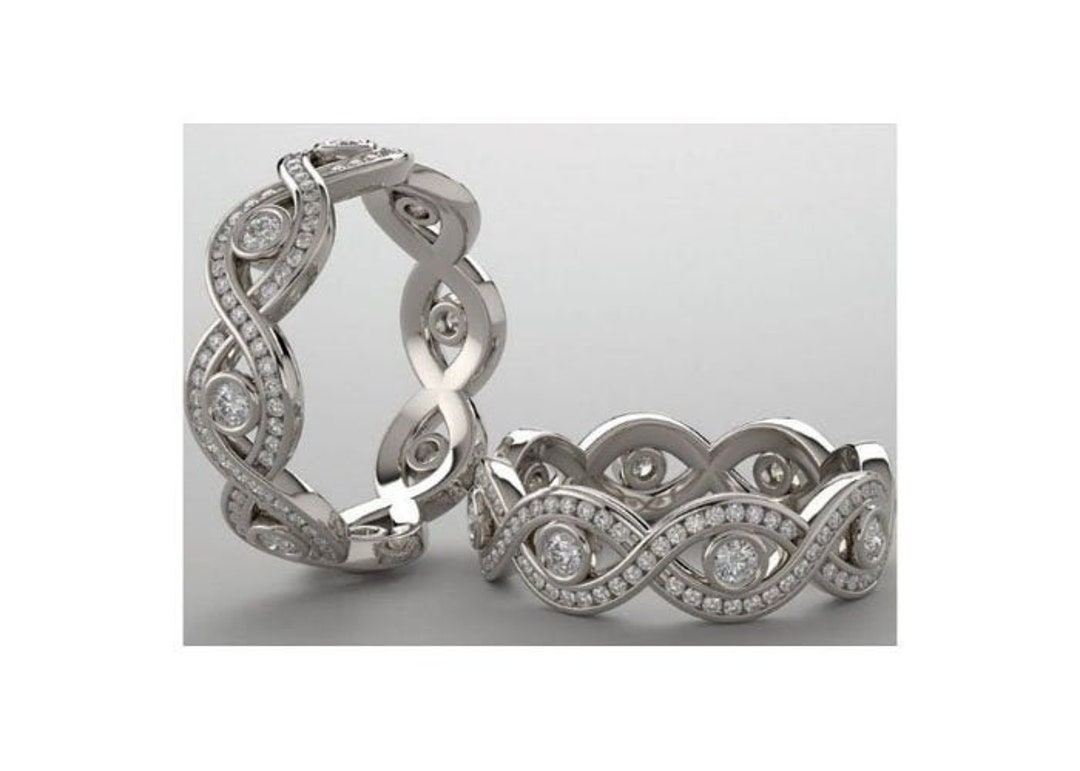 3 Ct Round Diamond Wedding Eternity Band 14k White Gold - Etsy
