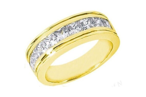 9 Stone Princess Classic Men's Diamond Ring in 14K White Gold (1.00 cttw.)