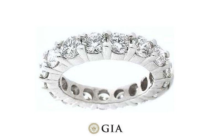 6.76 ct Round Diamond Ring Platinum Eternity Band E-F VS GIA any sz 0.45 ct each image 1