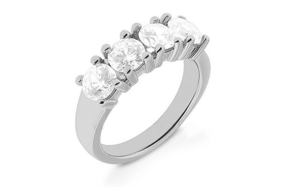 1.70 carat 4 Stone Diamond Wedding Ring Anniversary Band 0.43 ct each 14k White Gold