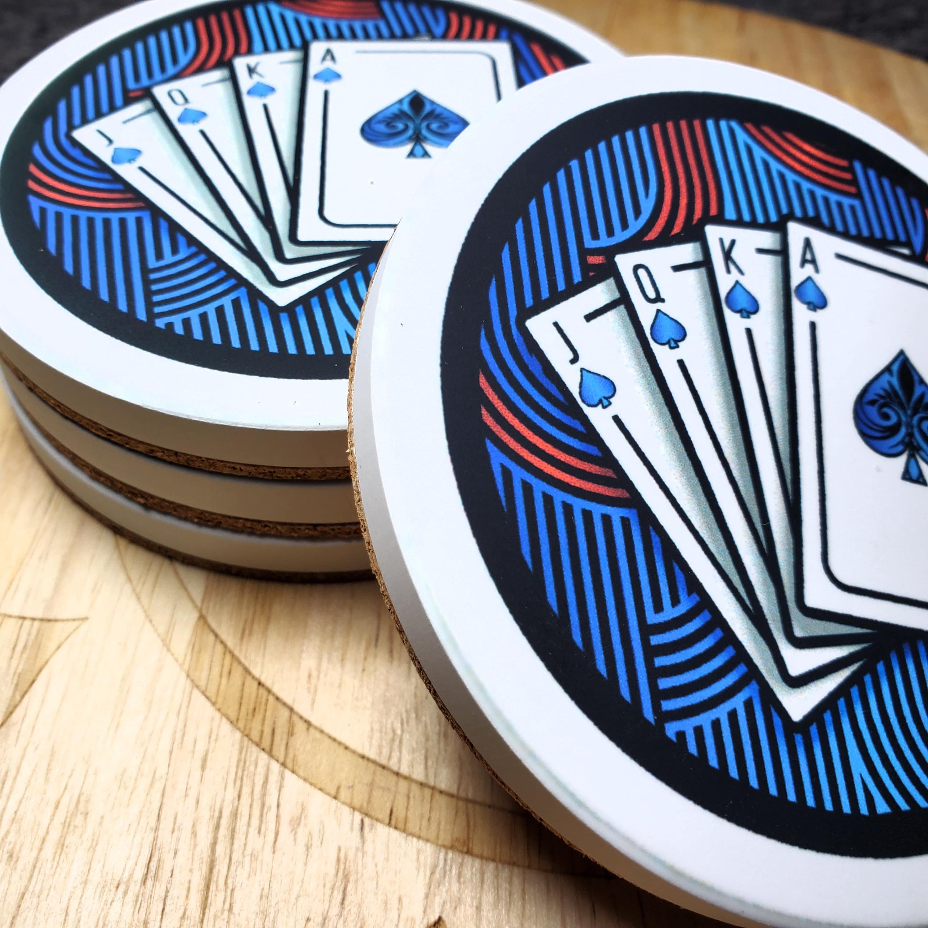 Poker Coasters Set of 4 Art Deco Custom Coasters Poker Etsy