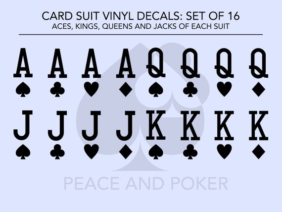 Set of 16 Poker Decals Poker Vinyl Decals Custom Vinyl Decals Custom Poker  Decals Vinyl Decals 