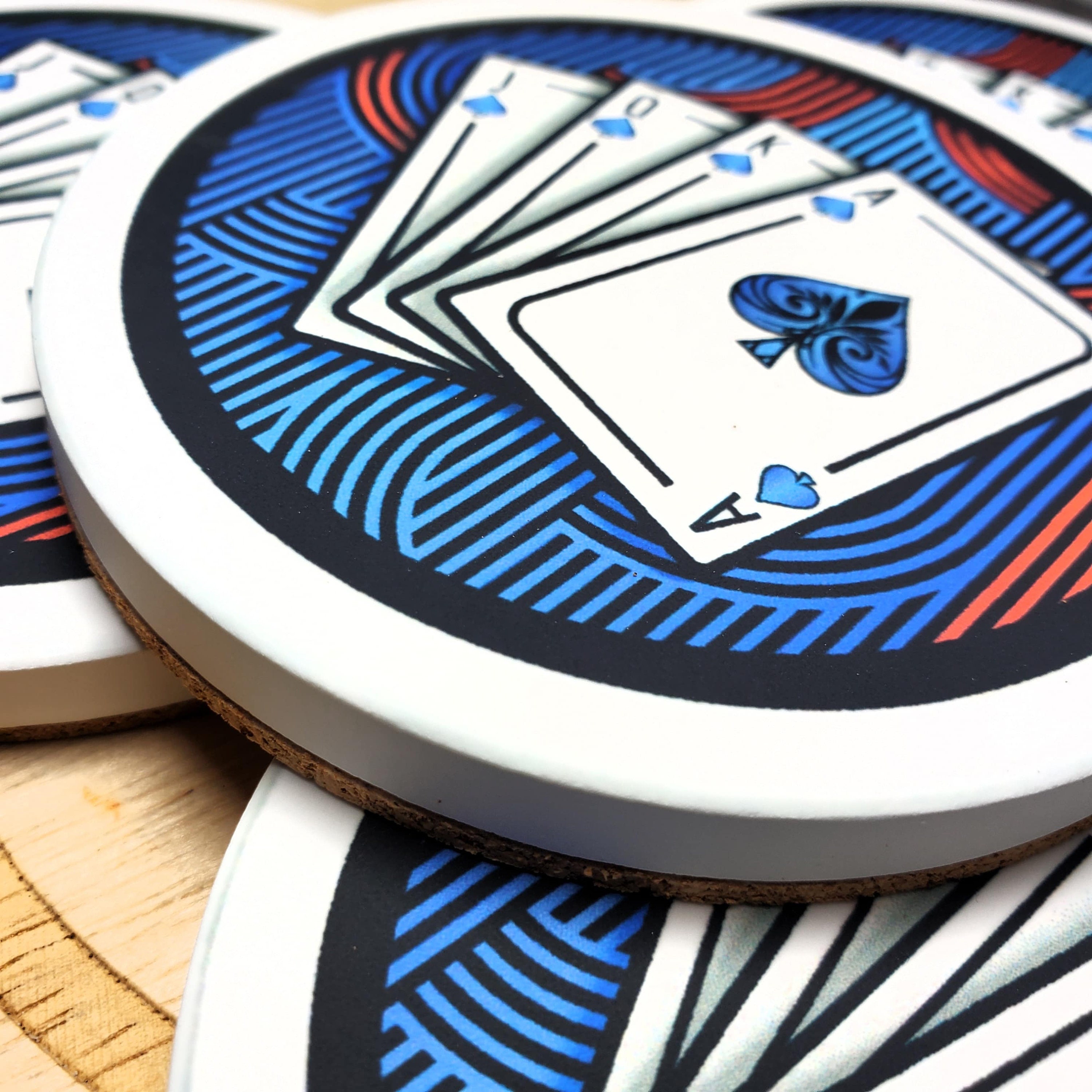 Poker Coasters Set of 4 Art Deco Custom Coasters Poker Etsy