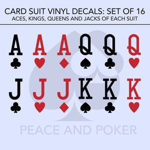Set of 16 Poker Decals | Poker Vinyl Decals | Custom Vinyl Decals | Custom Poker Decals | Vinyl Decals