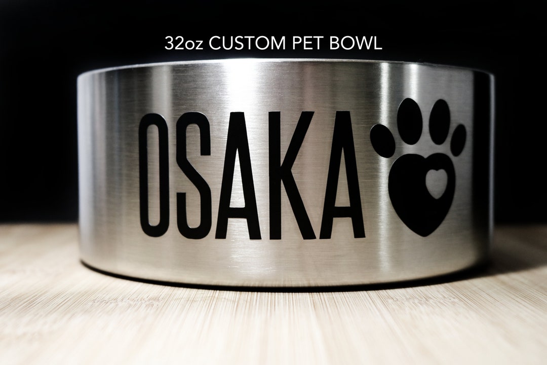 Personalized Pet Bowl 32oz Custom Pet Bowl Stainless Steel Bowl Dog