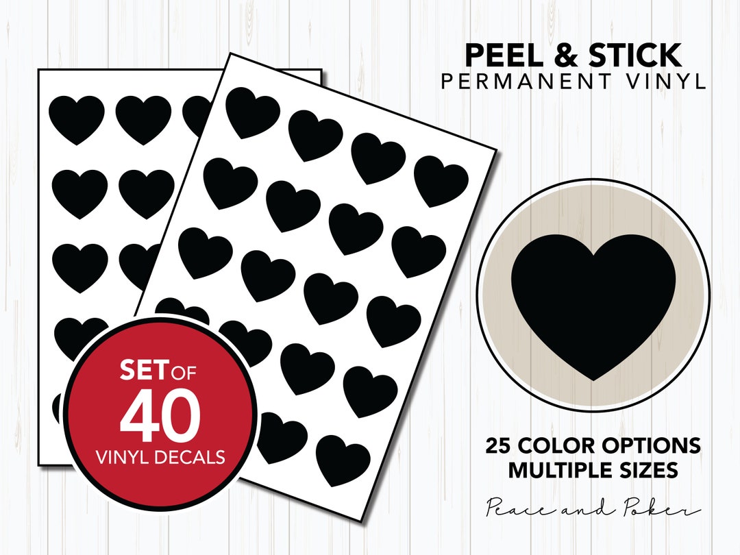 Heart Vinyl Decals | Set of 40, Custom Colors - Etsy