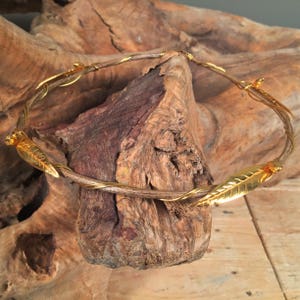 Wood & Gold Plated Silver Olive Tree Leaves Orthodox Wedding Crowns (Stefana)