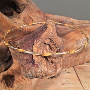 Handmade Pair Orthodox Wedding Crowns (Stefana) Gold Plated Silver Rod Twisted With Silver Rod