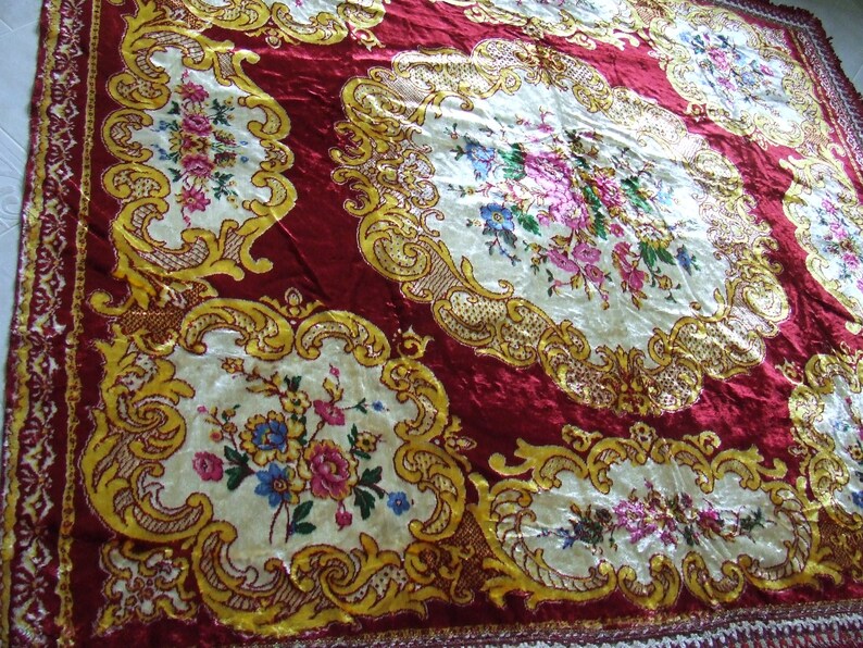 Vintage Velvet italian bedspread sofa throw floral bedspread Etsy