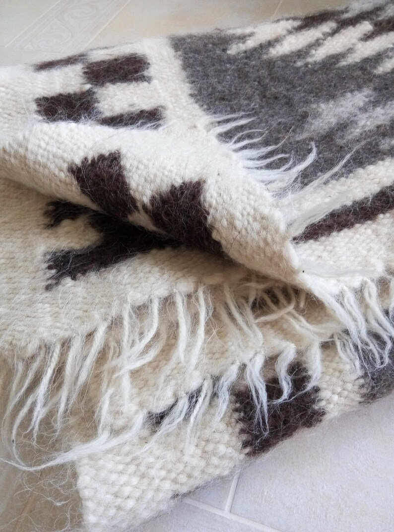 Throw Blanket sheep wool Woolen Bedspread Thick Wool Throw Etsy