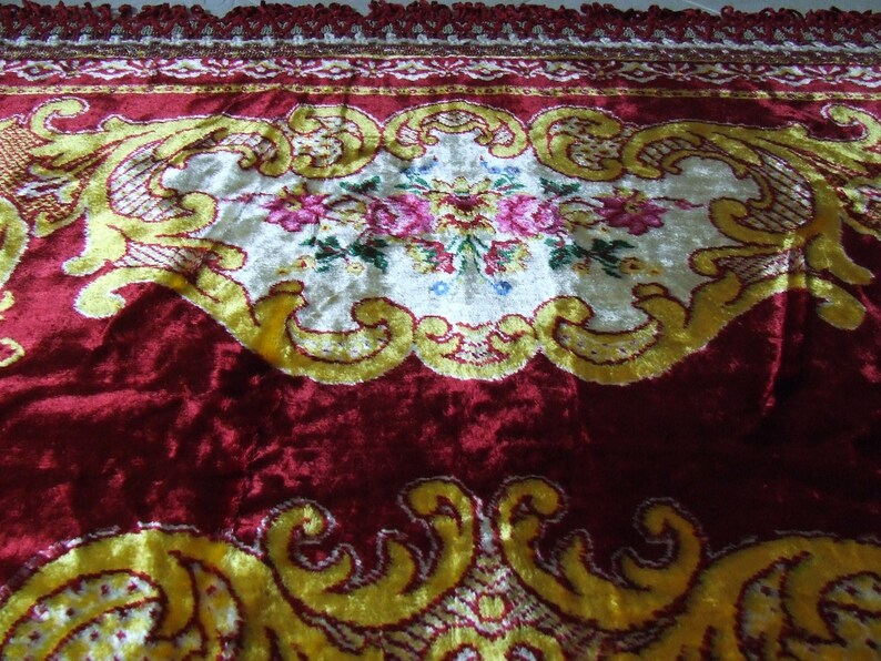 Vintage Velvet italian bedspread sofa throw floral bedspread Etsy