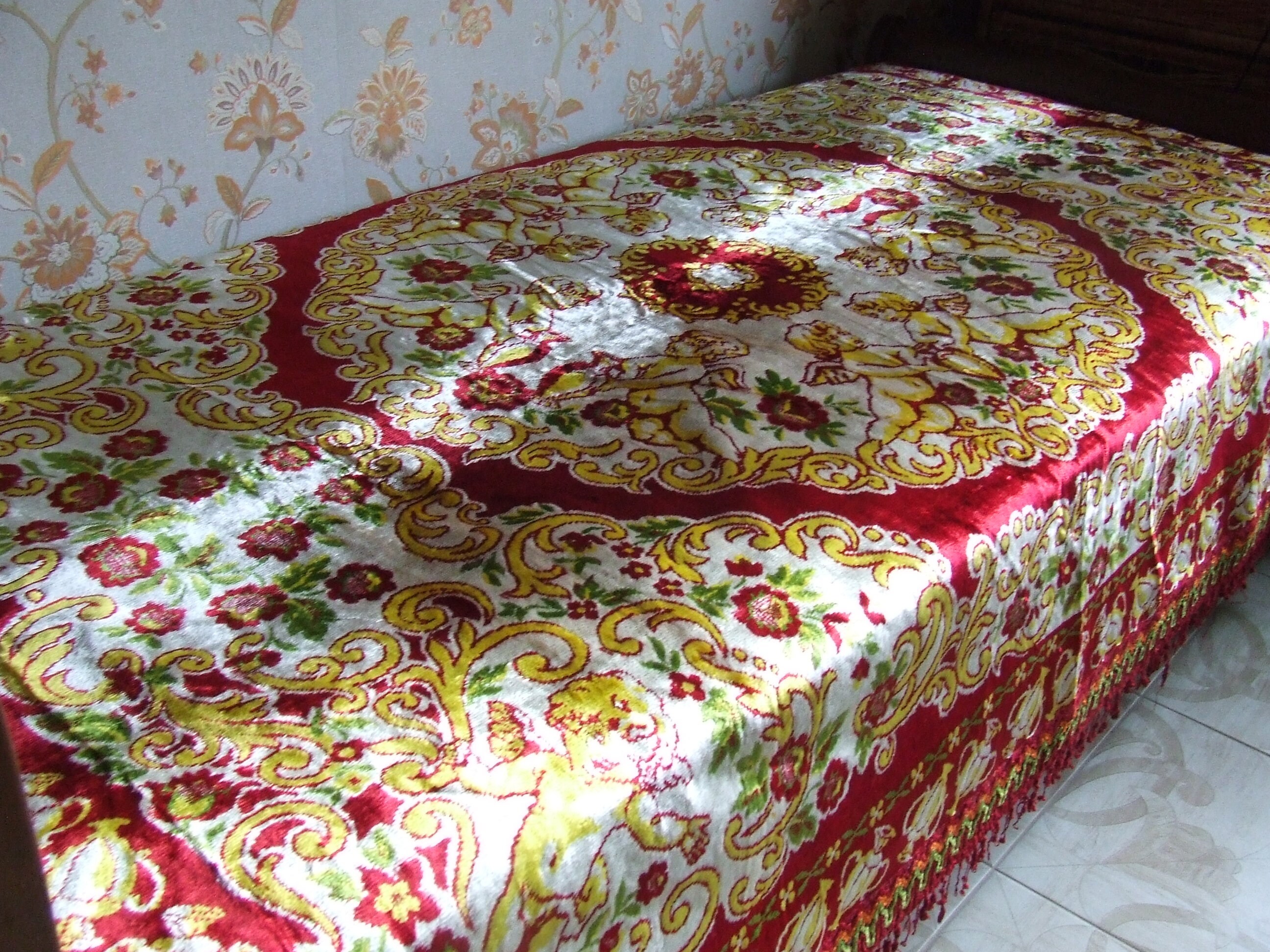 Velvet Italian Bedspread 70 in x 86 in blanket velvet vintage Etsy