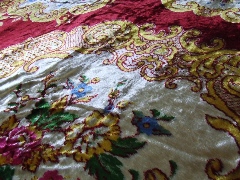 Vintage Velvet italian bedspread sofa throw floral bedspread Etsy