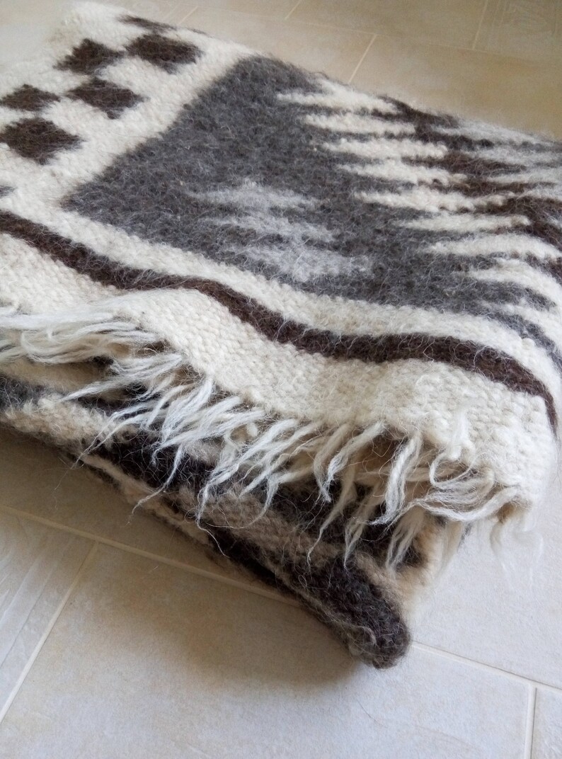 Throw Blanket sheep wool Woolen Bedspread Thick Wool Throw Etsy