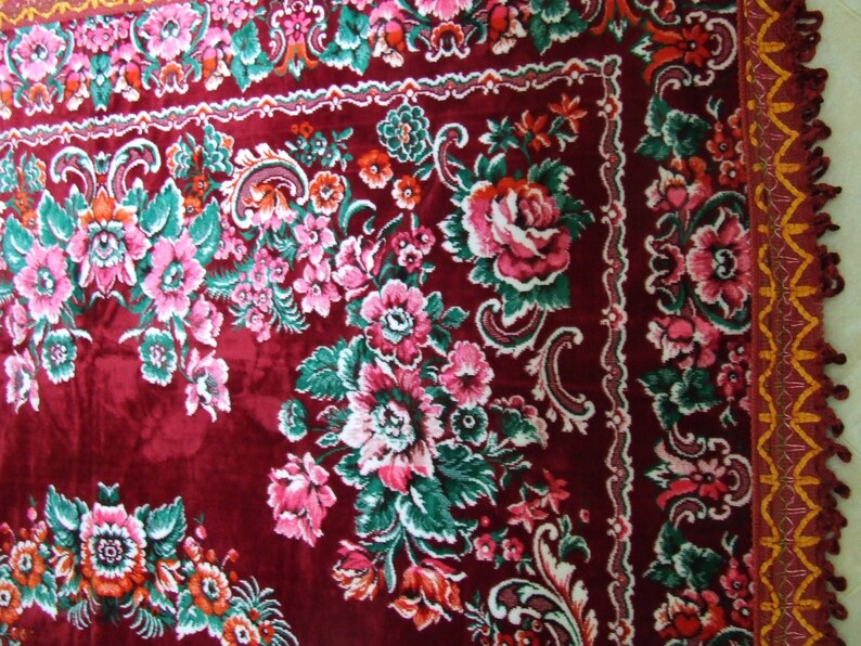 Italian Velvet Bedspread Vintage Blanket Floral Bedspread Etsy