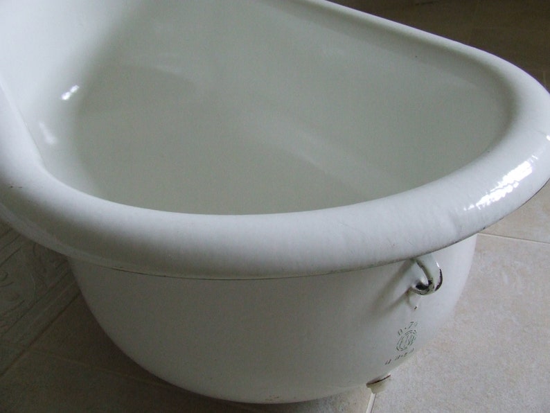 Baby bathtub bird bath White Enamelware white tub Garden Etsy