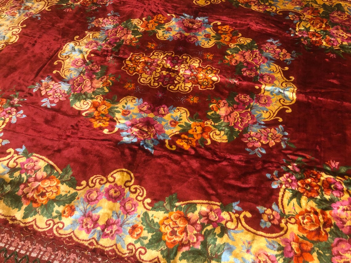 Vintage Velvet italian bedspread sofa throw floral bedspread Etsy