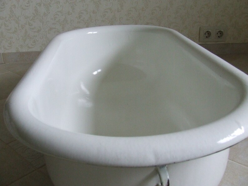 Baby bathtub bird bath White Enamelware white tub Garden Etsy