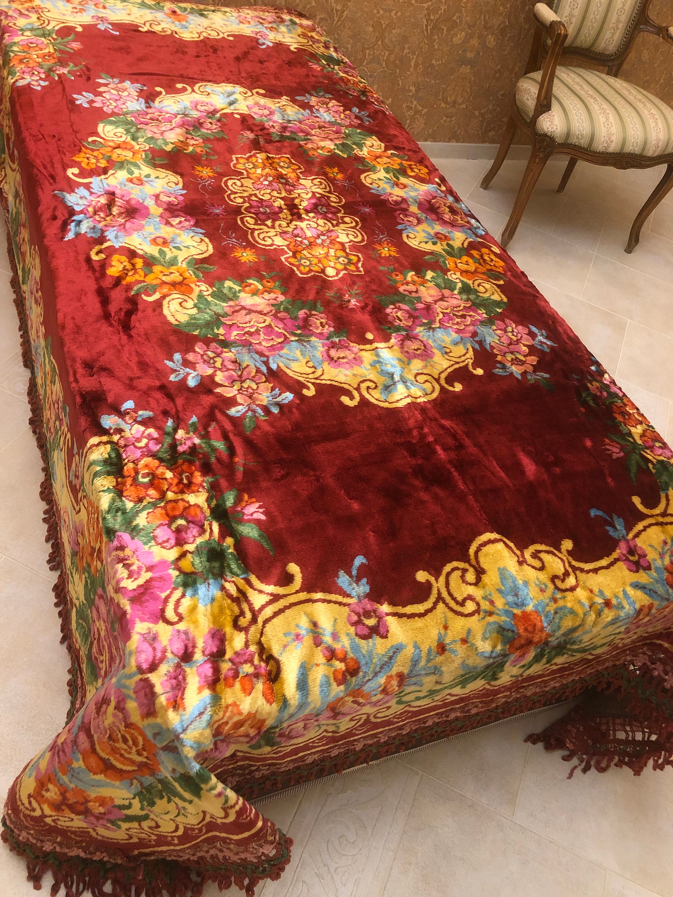 Vintage Velvet italian bedspread sofa throw floral bedspread Etsy