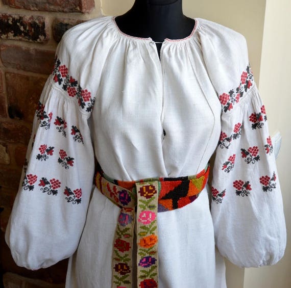 Embroidered dress. Antique hemp vyshyvanka. shirt.