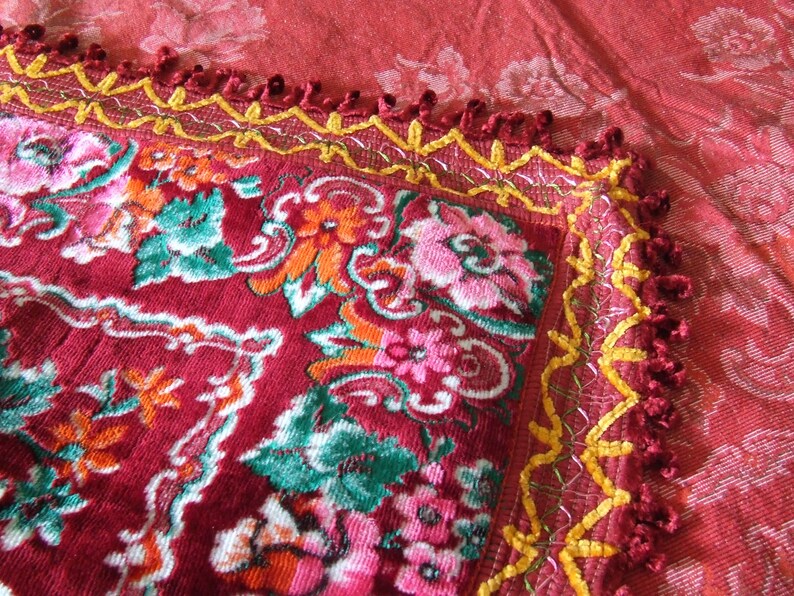 Italian Velvet Bedspread Vintage Blanket Floral Bedspread Etsy
