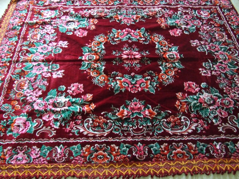 Italian velvet bedspread vintage blanket floral bedspread Etsy