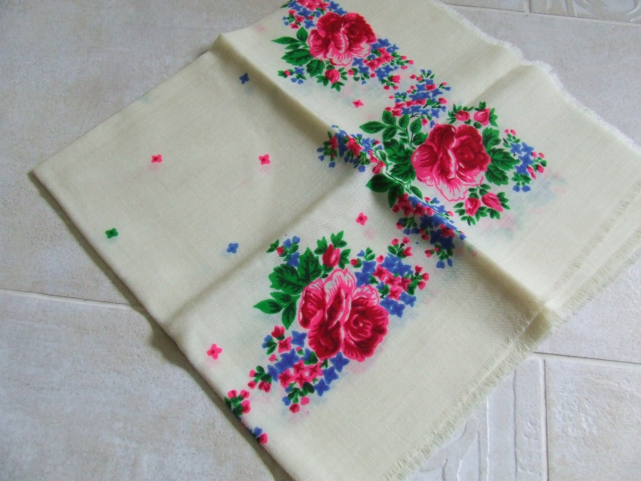 Wool scarf floral Scarf vintage Shawl Pavlovo Posad Soviet | Etsy