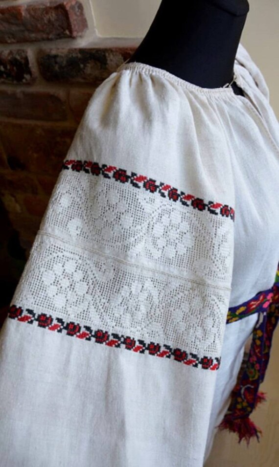 Embroidered dress. Antique hemp vyshyvanka. M. uk
