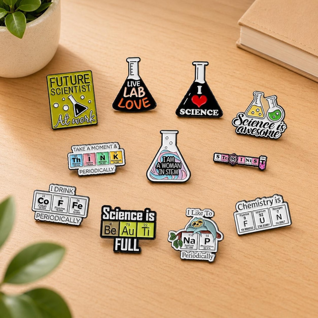 Science Brooch Set of 3 Chemistry Enamel Pins – Science Brooch for Lab Coat, STEM Gift ...