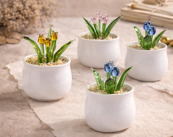 Handgemaakte glazen tulpsculptuur, botanisch interieur