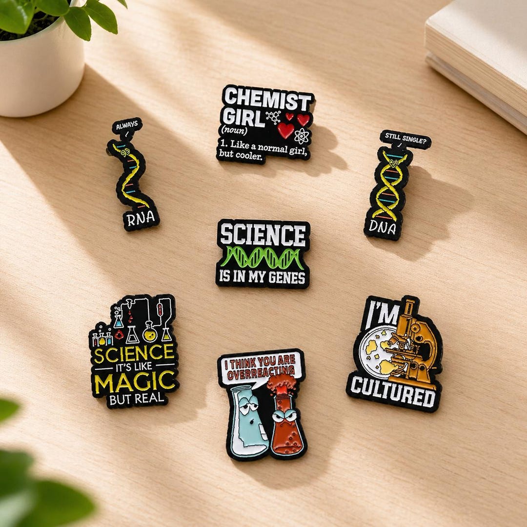 Science Brooch Set of 3 Science Brooch Pins – Chemistry, Biology Enamel Metal Badges ...