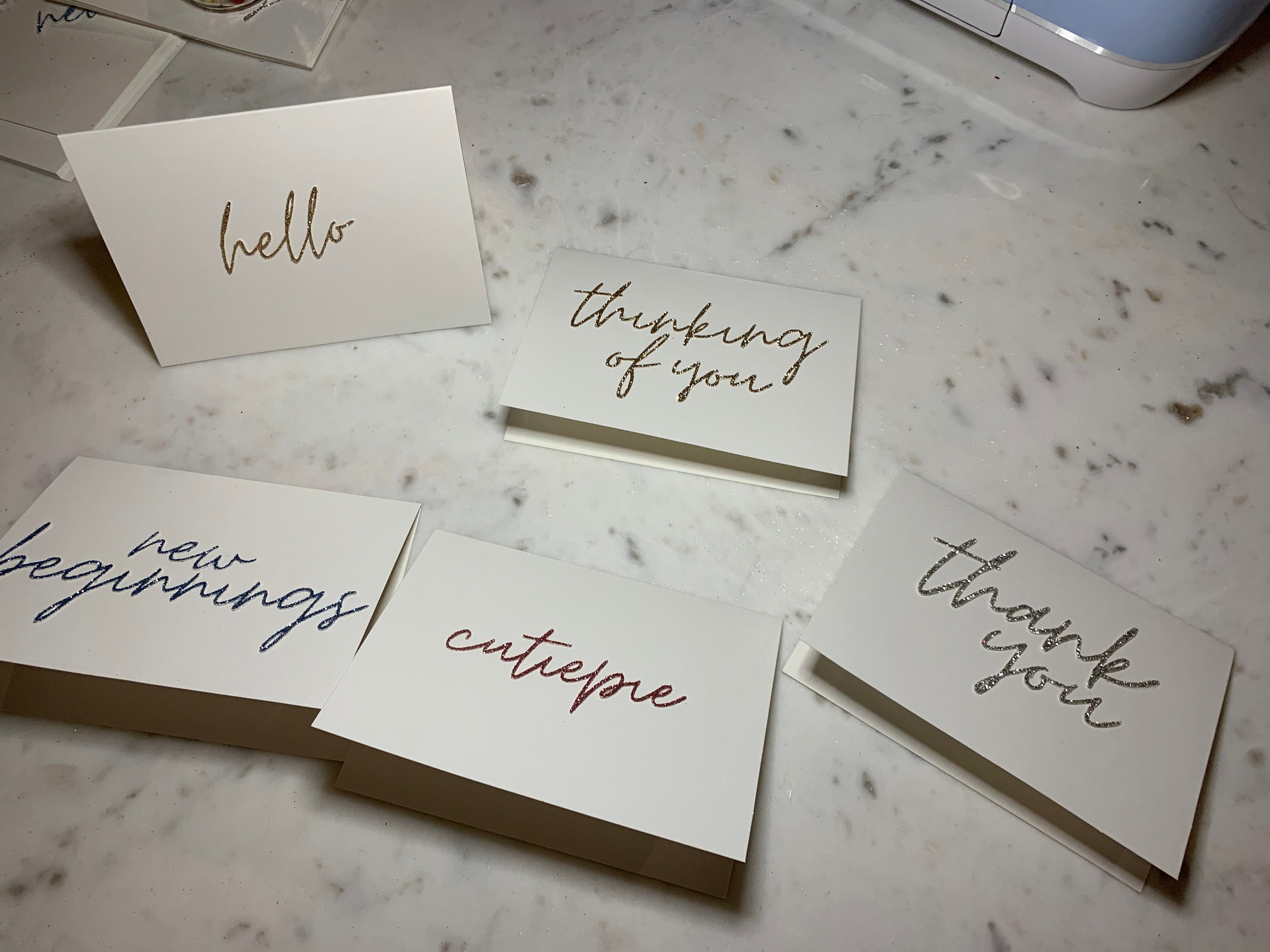 Multipack gift cards 5 unique cards simple glitter Etsy