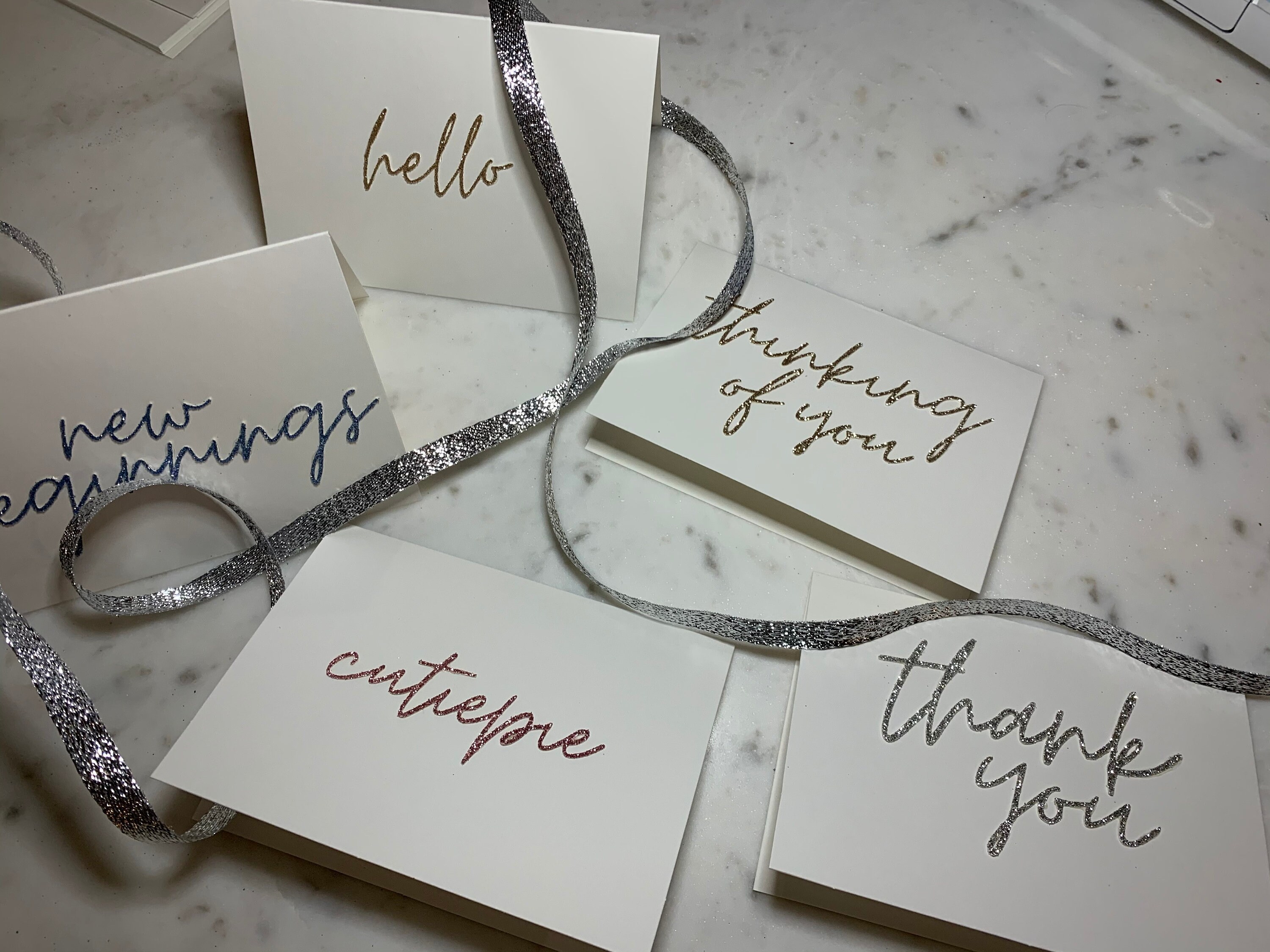 Multipack gift cards 5 unique cards simple glitter Etsy