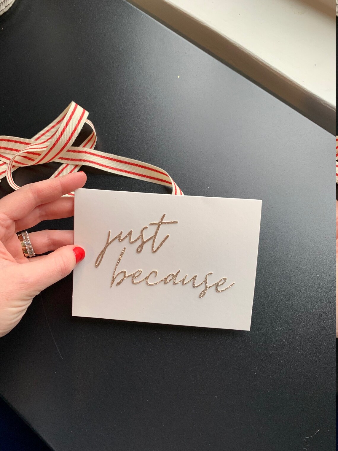 Just Because Greeting Card 5 Pack Simple Glitter Etsy