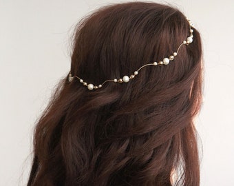 Cerchietto Da Sposa Perlato Oro – Accessorio Per Capelli Con Perle E Cristalli, Regolabile, Per Donne E Ragazze - 5