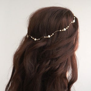 Pearl hair vine, Pearl bridal headband, wedding hair piece, pearl hair jewerly, gold hair vine, bridal hair vine, silver headpiece
