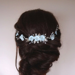 Bridal hair vine, Wedding hair accessorie,  Bridal headpiece, Flower hair vine, Wedding hair vine, Bridal hair accessories, blue for bride
